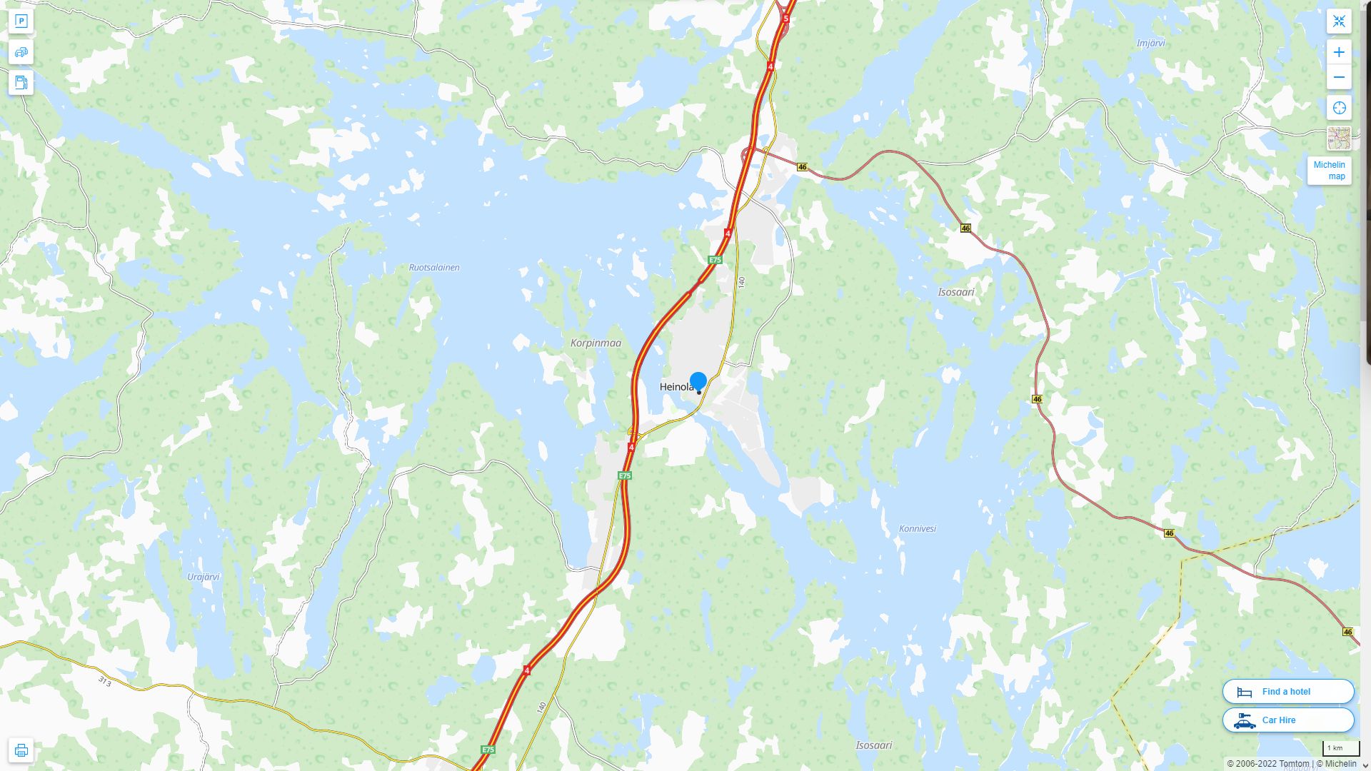 Heinola Finlande Autoroute et carte routiere